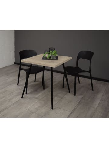 58 aufm Kessel BISTROTISCH Ekaterina 70x70x75 schwarz matt/eiche sägerau