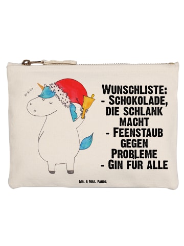 Mr. & Mrs. Panda Schminktasche Einhorn Weihnachtsmann mit Spruch in Weiß