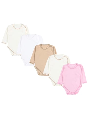 TupTam Unisex Baby Wickelbody Langarm 5er Set in gelb/weiß
