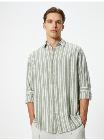 KOTON Shirt in Khaki Gestreift