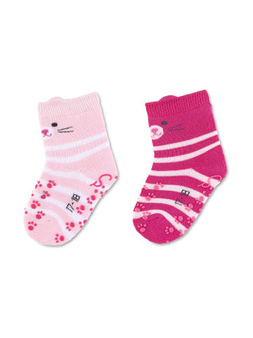 Sterntaler ABS-Krabbelsocken Katze, 2er-Pack in hellrosa