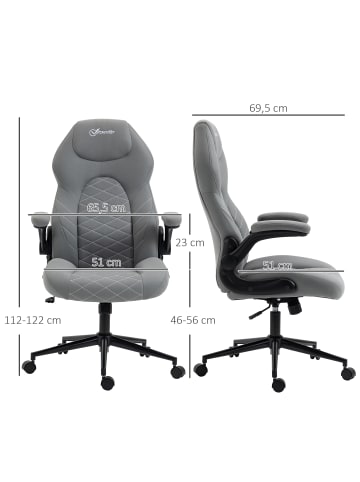 Vinsetto Bürostuhl-65,5L x 69,5B x 112-122H cm-Hellgrau