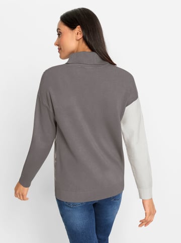 Heine Jacquardpullover in grau-ecru-gemustert