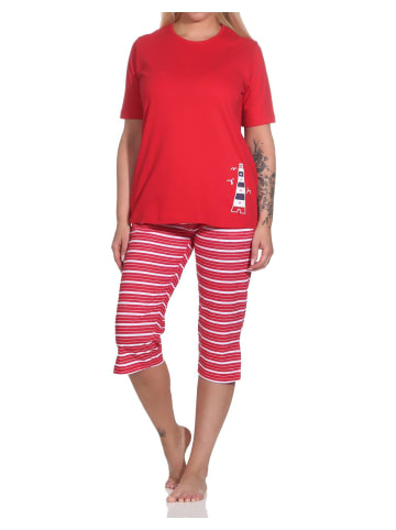 NORMANN kurzarm Capri Schlafanzug Leuchtturm - 78912 in rot