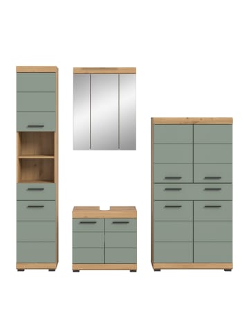 xonox.home Badkombination in Artisan Eiche/Salbei - (B) 186 x (H) 191 x (T) 34