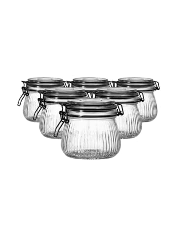 Ritzenhoff & Breker 6er Set Vorratsgläser mit Clip-Verschluss Lumos 450 ml in transparent