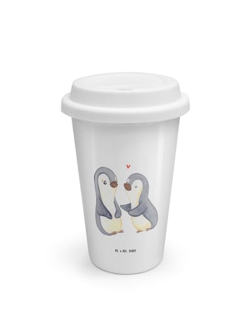 Mr. & Mrs. Panda Thermobecher Pinguine trösten ohne Spruch in Weiß