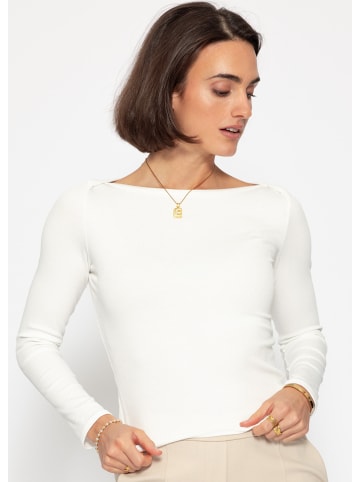 SASSYCLASSY Langarmshirt mit U-Boot Ausschnitt in Offwhite
