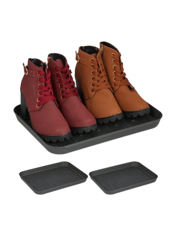 relaxdays 6 x Schuhabtropfschale in Grau - (B)35 x (H)3 x (T)27 cm