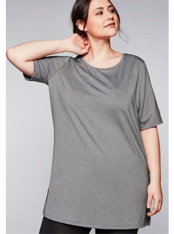 sheego Longshirt in grau meliert