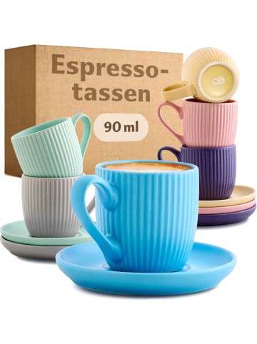 Cosumy Espressotassen Farbig Pastel Matt 6er Set