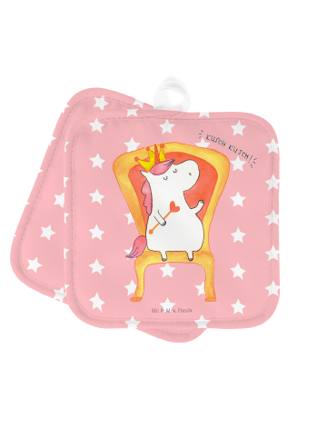 Mr. & Mrs. Panda 2er Set Topflappen  Einhorn Prinzessin ohne Spruch in Rot Pastell