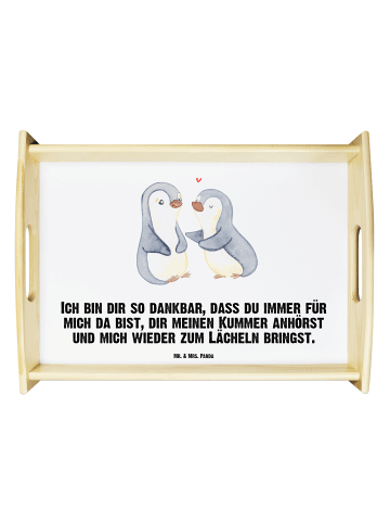 Mr. & Mrs. Panda Servier Tablett Pinguine trösten mit Spruch in Weiß