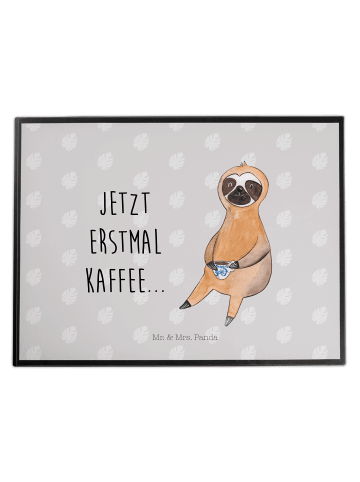 Mr. & Mrs. Panda Bastelunterlage Faultier Kaffee mit Spruch in Grau Pastell