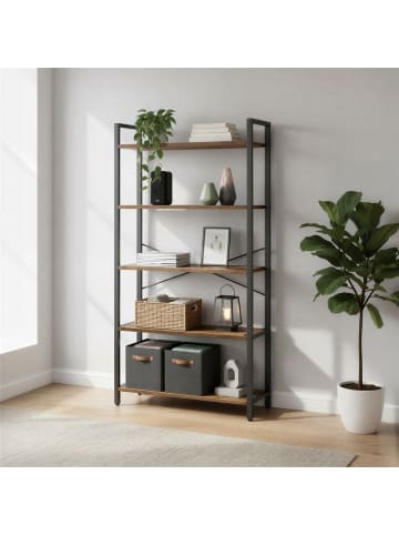 VASAGLE Bücherregal Barnet in Vintagebraun-Schwarz - (B)78 x (H)152.5 x (T)30 cm