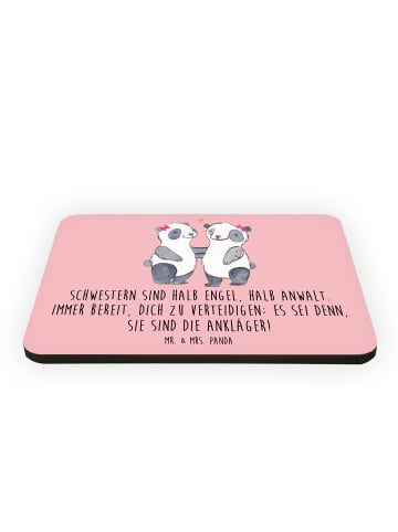 Mr. & Mrs. Panda Kühlschrank Magnet Schwesternwunder mit Spruch in Rot Pastell