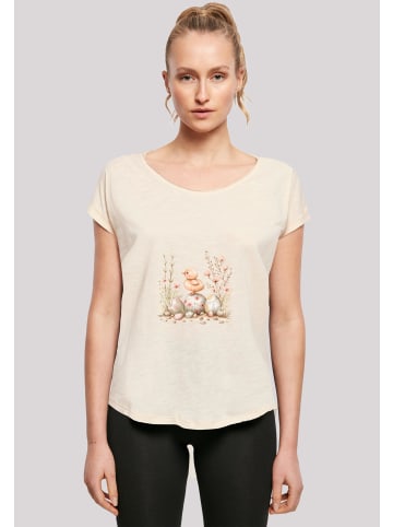 F4NT4STIC Long Cut T-Shirt Ostern Küken Ei Blumen in Whitesand