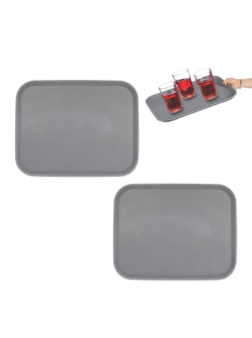 relaxdays 2 x Serviertablett in Grau - (B)46 x (T)35 cm