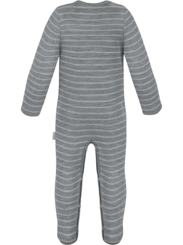 Normani Outdoor Sports Baby Merino Strampler Levin in Grau gestreift