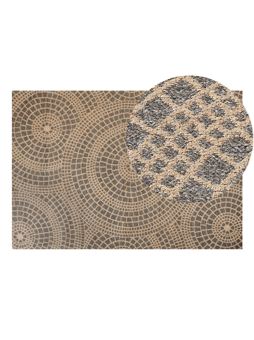 Beliani Geflochtener Teppich ARIBA in Grau/Beige - (W) 160 x (H) 0.7 x (L) 230 cm