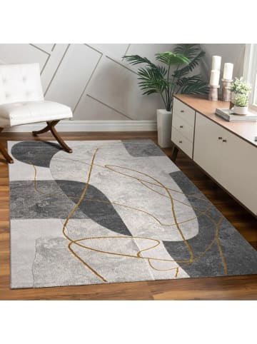 KADIMA DESIGN Teppich Kurzflor Abstrakt Wohnzimmer in Grau