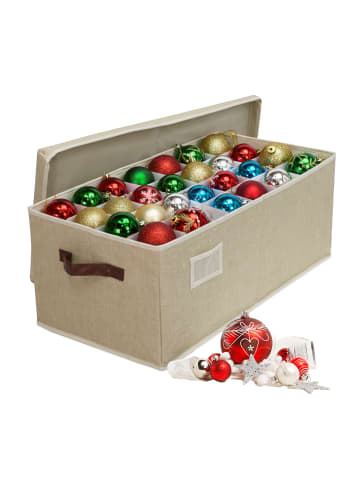 relaxdays Weihnachtskugel-Aufbewahrungsbox in Beige - (B)66,5 x (H)26 x (T)33 cm