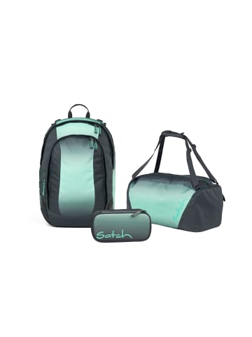 Satch Schulrucksack-Set AIR Gradient Mint 3-teilig in Grau/Mint
