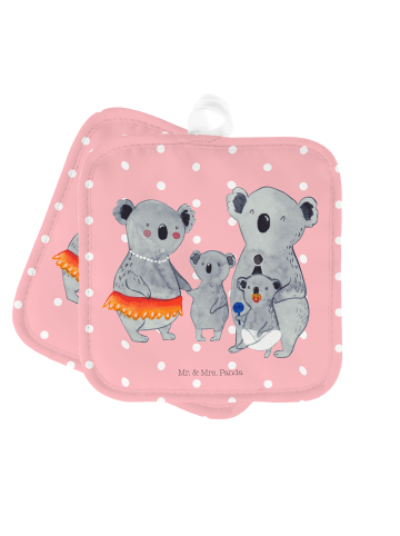 Mr. & Mrs. Panda Topfuntersetzer Koala Familie ohne Spruch in Rot Pastell