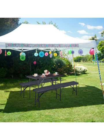 relaxdays Gartentisch in Schwarz - (B)118 x (H)74 x (T)60 cm