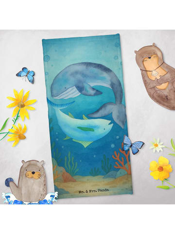 Mr. & Mrs. Panda Badelaken Walfisch Thunfisch Design ohne Spruch in Gelb Pastell