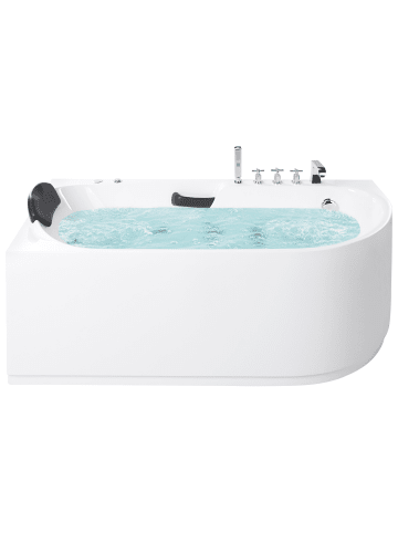Beliani Whirlpool Badewannen SAYULA in Weiß/Silber/Schwarz rechtsseitig