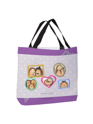 Mr. & Mrs. Panda Shopper Igel Familie ohne Spruch in Grau Pastell