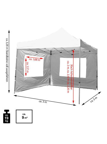 VCM  Falt Pavillon 3x3m weiß+2 Seitenteile in Weiß