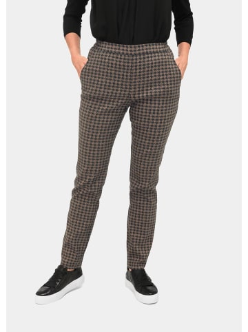 GOLDNER Jacquardhose MARTHA in camel / schwarz / gemustert