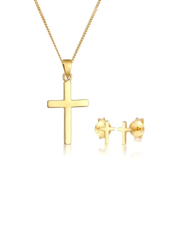 Elli Schmuckset 925 Sterling Silber Kreuz in Gold