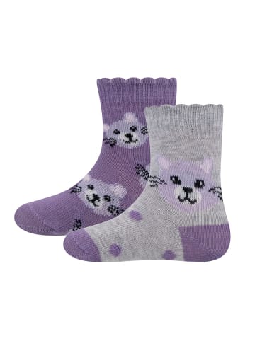 ewers 2er-Set Socken 2er Pack Katze in flieder-sweater grau mel.