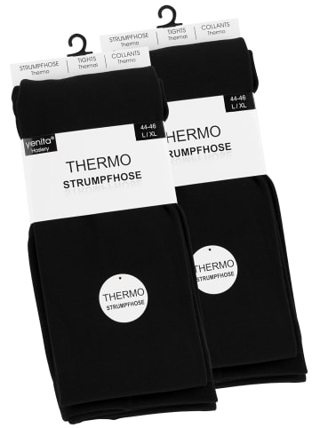 Yenita® THERMO Strumpfhosen 2er Pack, mit Innenfleece in Schwarz