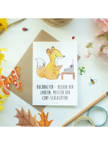 Mr. & Mrs. Panda Grußkarte Buchhalter Helden mit Spruch in Weiß