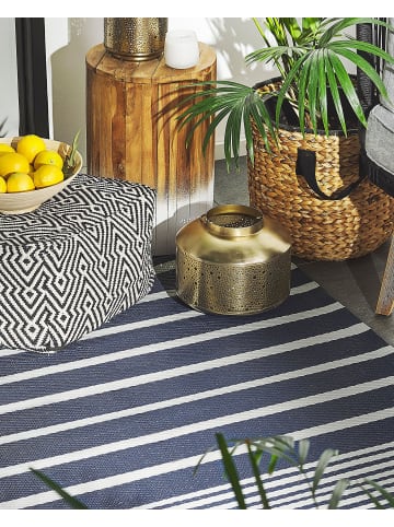 Beliani Outdoorteppich HALDIA in Blau/Weiß - (W) 120 x (H) 0.5 x (L) 180 cm