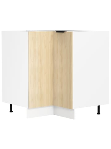 VCM  Eckschrank Küchenschrank Unterschrank Küche Fasola in Weiß / Honig-Eiche