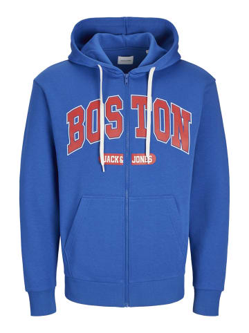 Jack & Jones Hoodie 'Bradley Varsity Zip' in blau