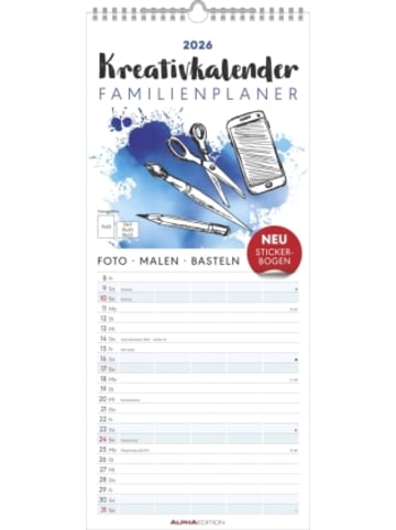 TeNeues Calendars & Stationery Kalender - Alpha Edition - Kreativ-Kalender Familienplaner 2026 - Bastelkalende