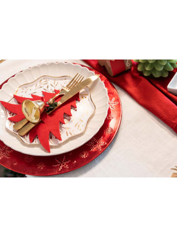 Home&Styling Collection Bestecktaschen Weihnachtsbaum-Optik, 4er-Set in Rot, 1,5 x 18,5 x 19,5 cm