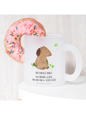 Mr. & Mrs. Panda Kaffeebecher Hund Kleeblatt mit Spruch in Transparent
