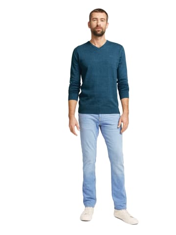 Tom Tailor Feinstrick Pullover Langarm Basic Sweater V-Neck Jumper in Blau