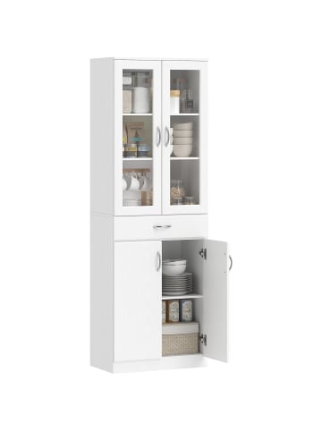 HOMCOM Küchenschrank-60L x 35B x 180H cm-Weiß