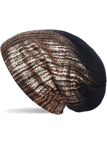 styleBREAKER Feinstrick Beanie Mütze in Dunkelblau / Rosegold