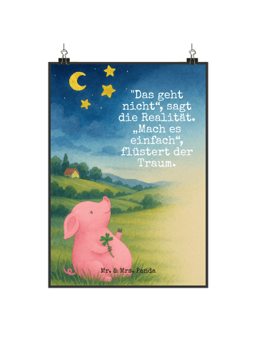 Mr. & Mrs. Panda Poster Schwein Glück Design mit Spruch in Weiß