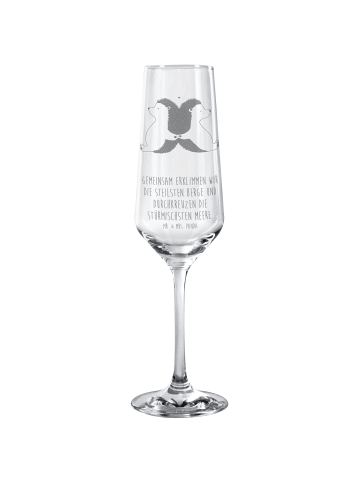Mr. & Mrs. Panda Sektglas Igel händchenhaltend mit Spruch in Transparent