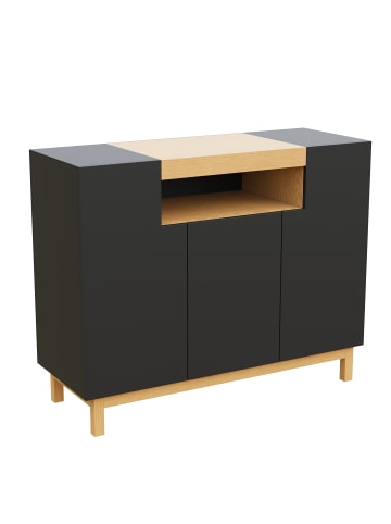 ABRIHOME Sideboard in Schwarz mit 3 Türen für Wohn und Esszimmer